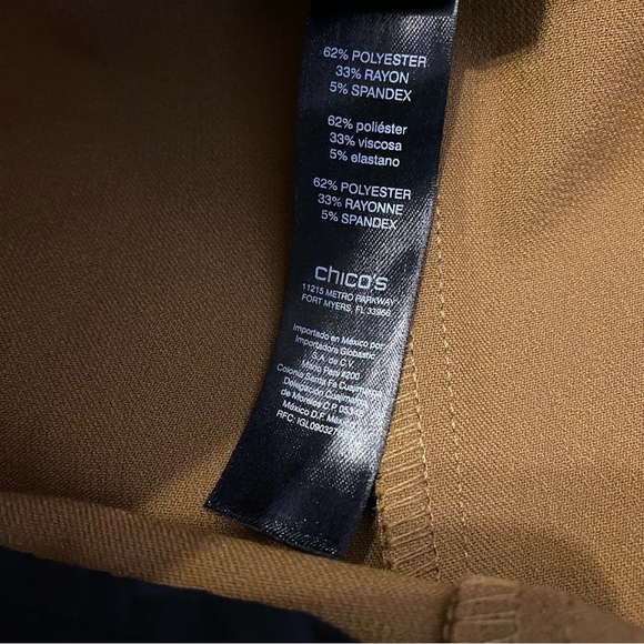 Chico's So Slimming Brown Pants Women's Sz 2/Large Short Straight Leg Flat Front - Picture 8 of 16